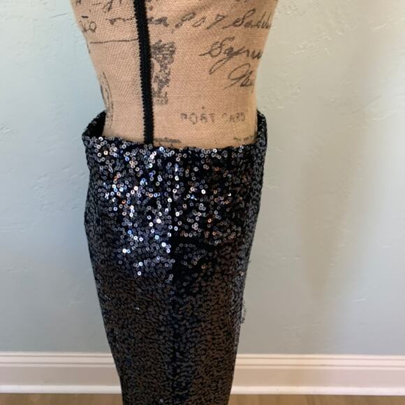 New Chaser sequin skirt midi stretch black side slit ruched Swiftie party goth - Picture 8 of 16